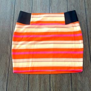 Charlotte Russe Coral, Pink and Tan Mini Skirt